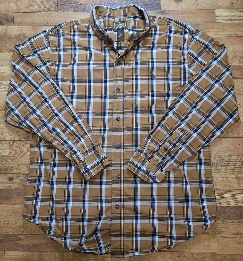 C.E. Schmidt Workwear Men's Plaid Cotton Long Sleeve Shirt Brown L